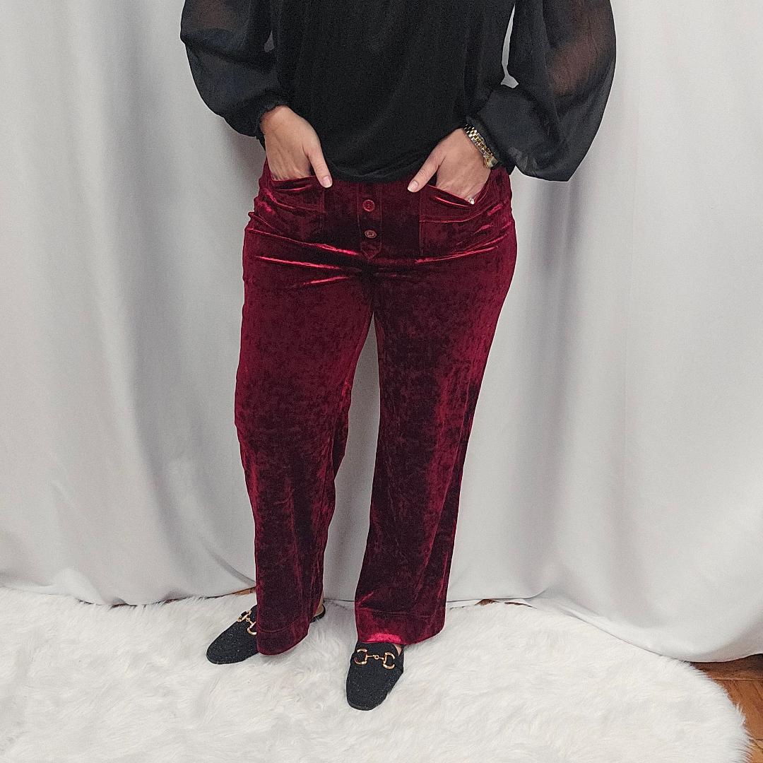 Halara High Waisted Button Multiple Pockets Straight Leg Velvet Casual Pants