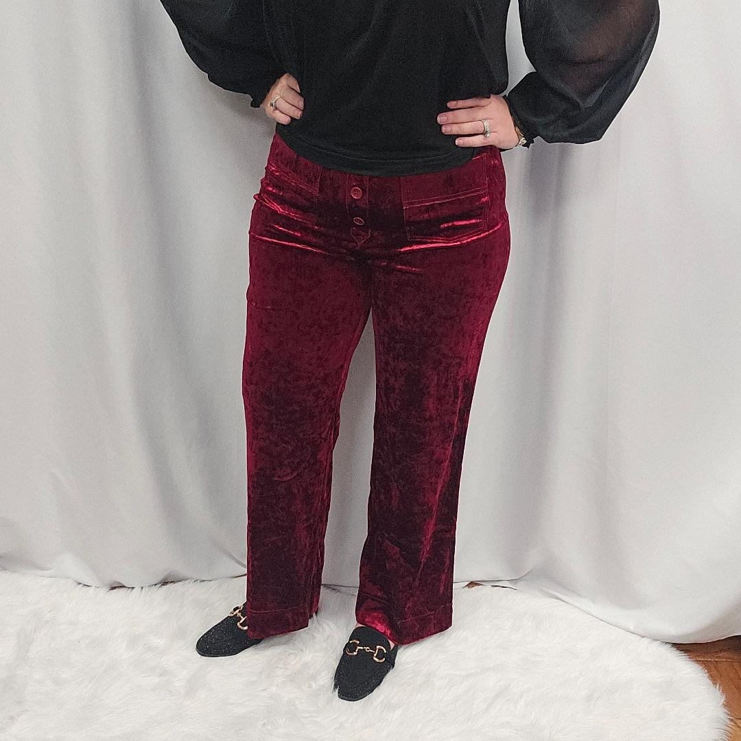 Halara High Waisted Button Multiple Pockets Straight Leg Velvet Casual Pants