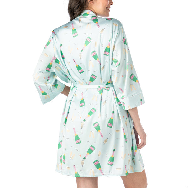 Hello Mello Boots & Bubbles Satin Pajama Robe