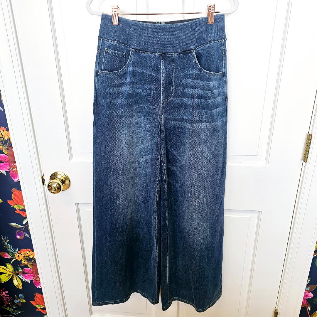 Halara High Waisted Multiple Pockets Wide Leg Stretchy Knit Casual Jeans