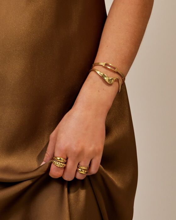 Marina Waterproof Gold Wave Bangle