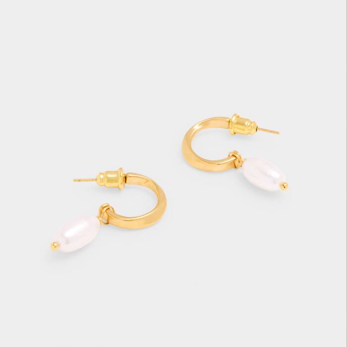 Pearl Lustre Waterproof Hoop Earrings