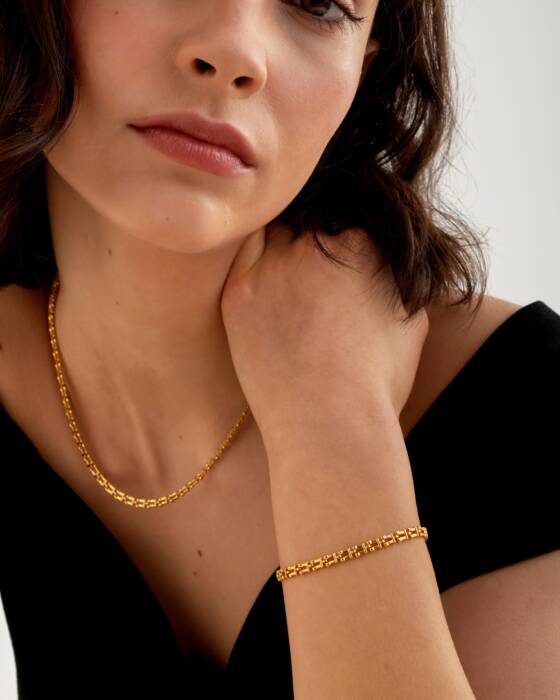 Grecian Waterproof Gold Link Bracelet