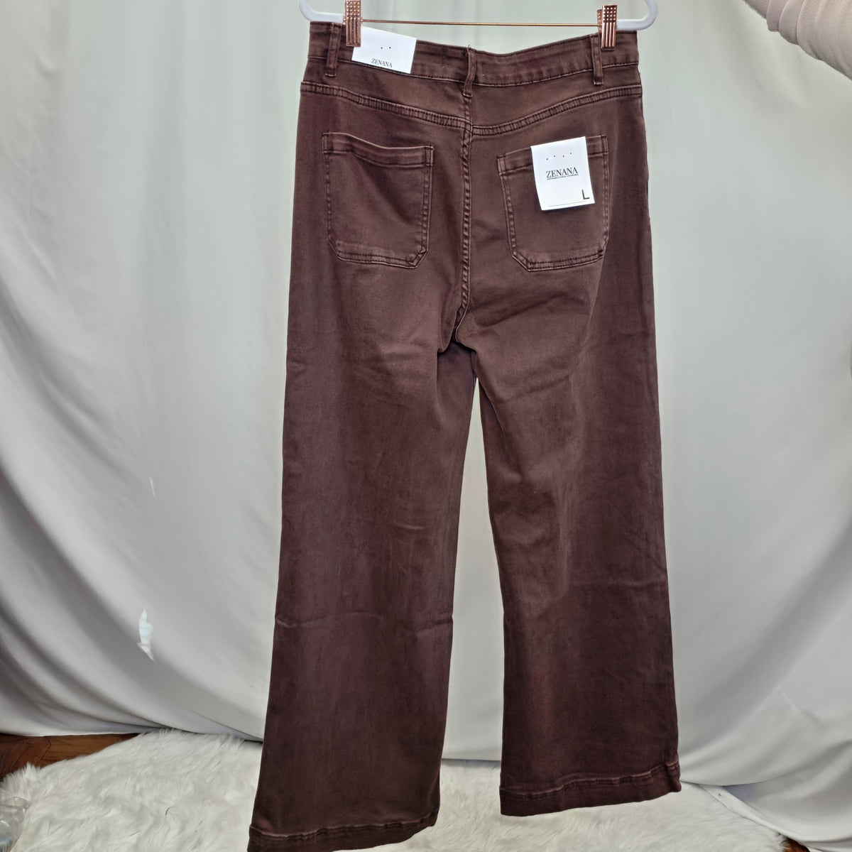 Zenana High Rise Wide Leg Pintuck Denim