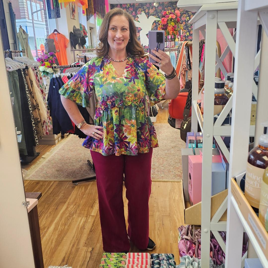 Floral Print Short Sleeve Top