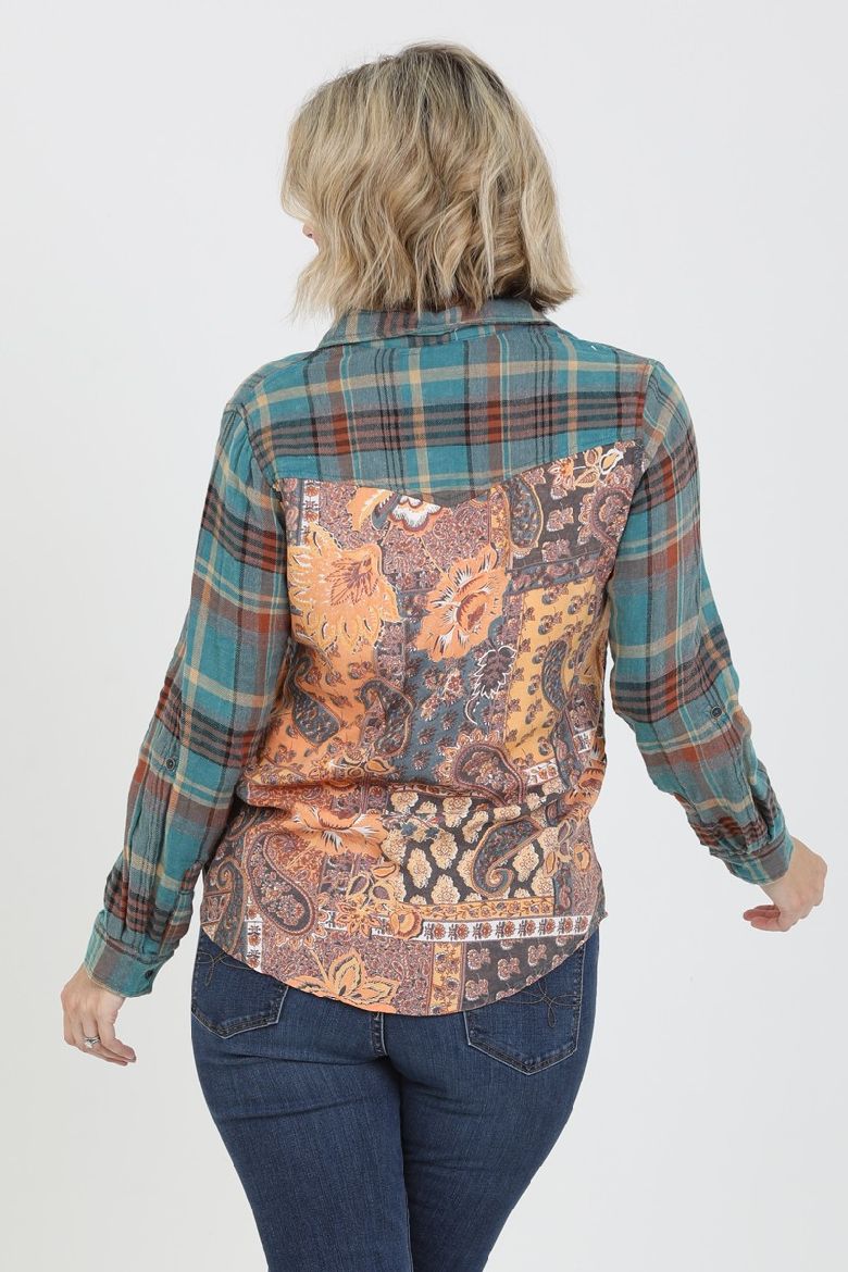 Plaid Flannel w/ Paisley Print Back