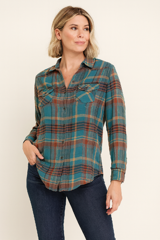 Plaid Flannel w/ Paisley Print Back