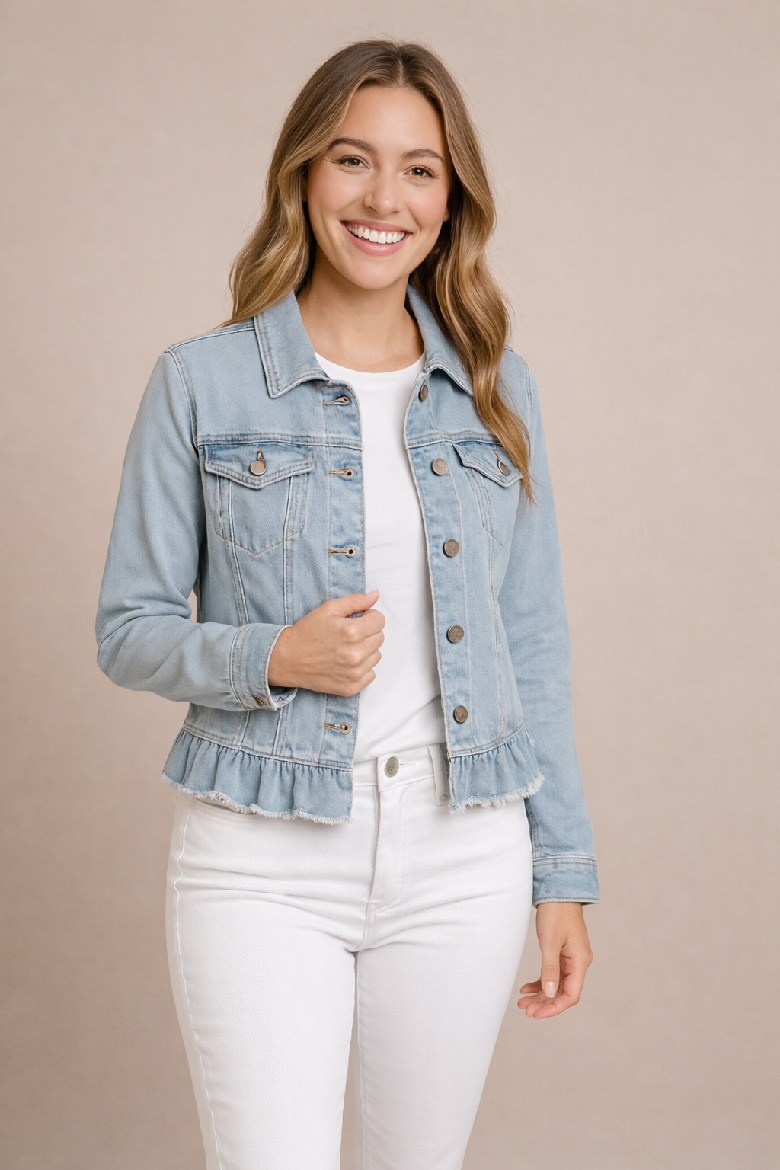 Peplum Hem Denim Jacket