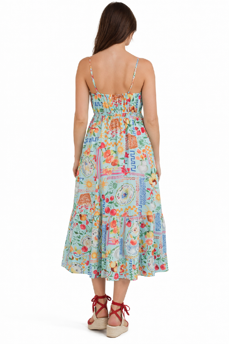 Spaghetti Strap Ruffle Hem Midi Dress