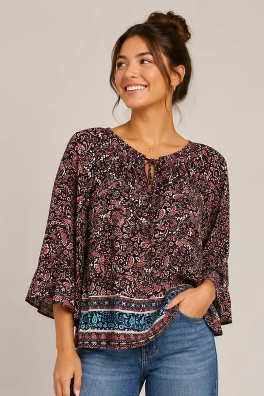 Paisley Georgette Top