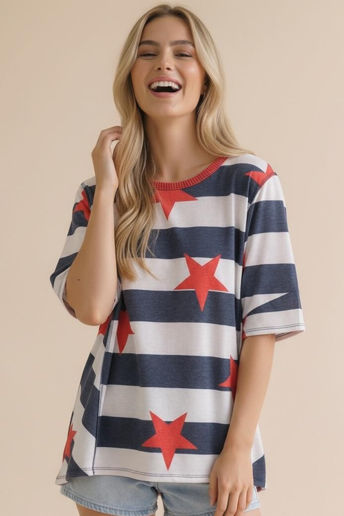 Star And Stripe French Terry Top