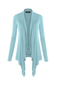 Womens Long Sleeve Draped Open Front Cardigan