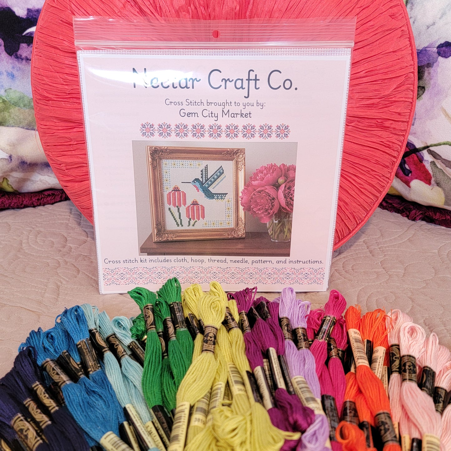 Cross Stitch - Blue Hummingbird