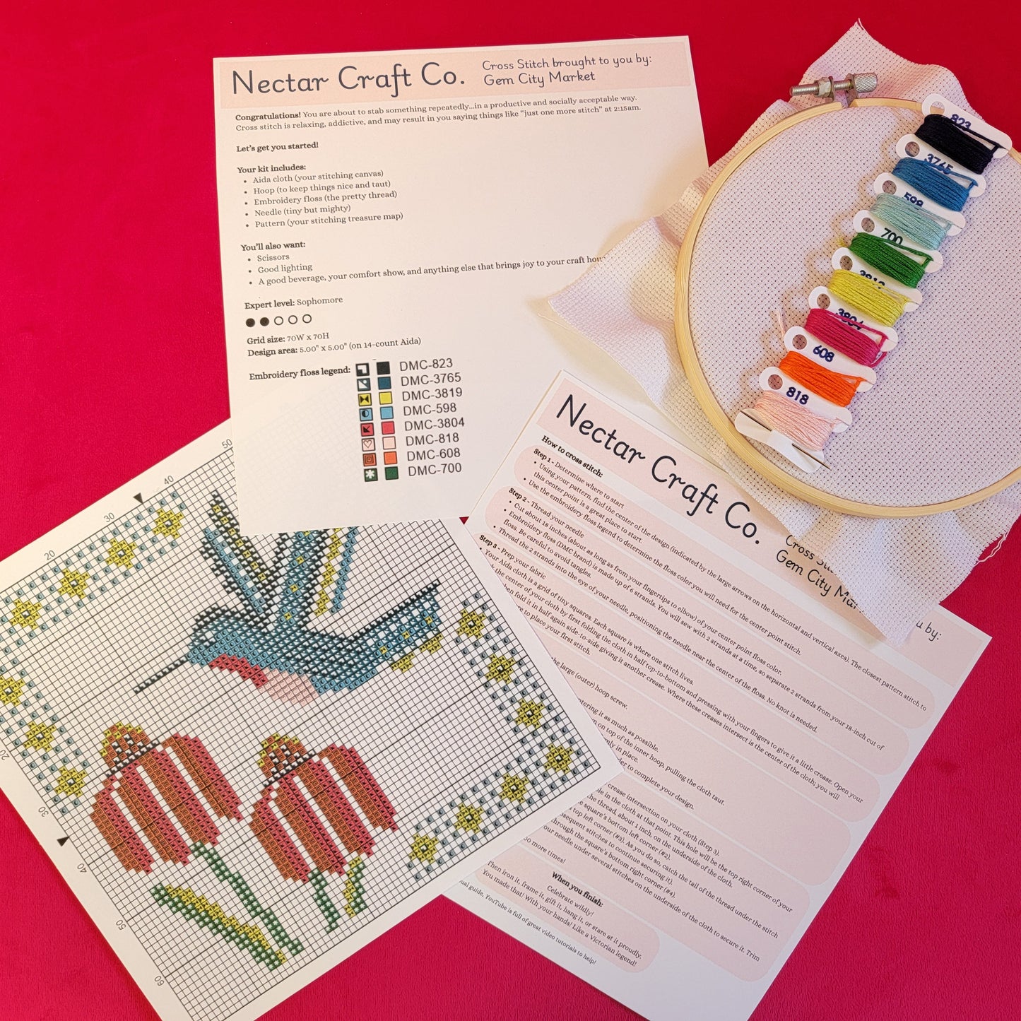 Cross Stitch - Purple Hummingbird