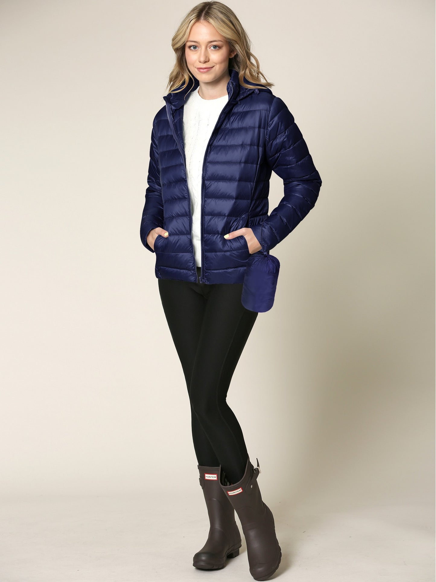 Light Weight Packable Down Jacket with Removable Hoodie