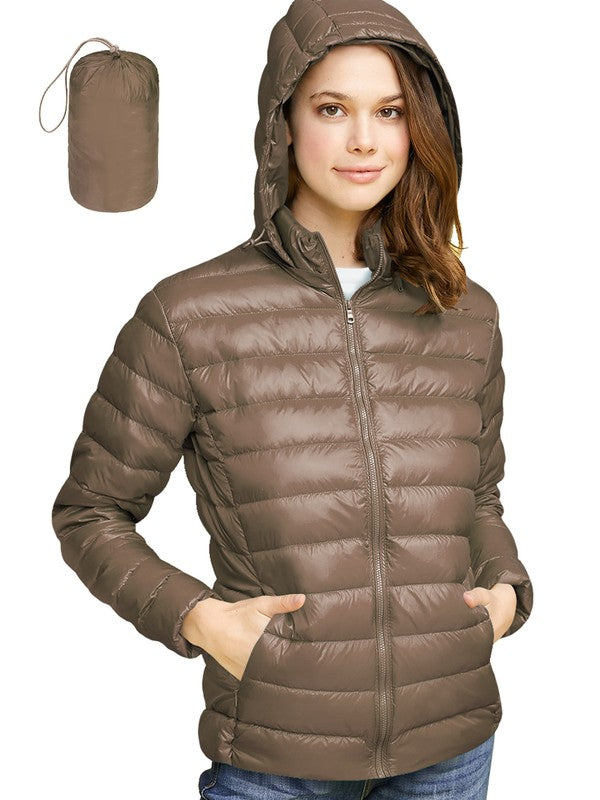 Light Weight Packable Down Jacket with Removable Hoodie