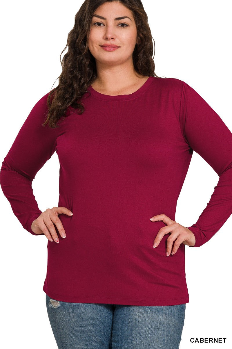 Brushed Microfiber Long Sleeve V-Neck Tee