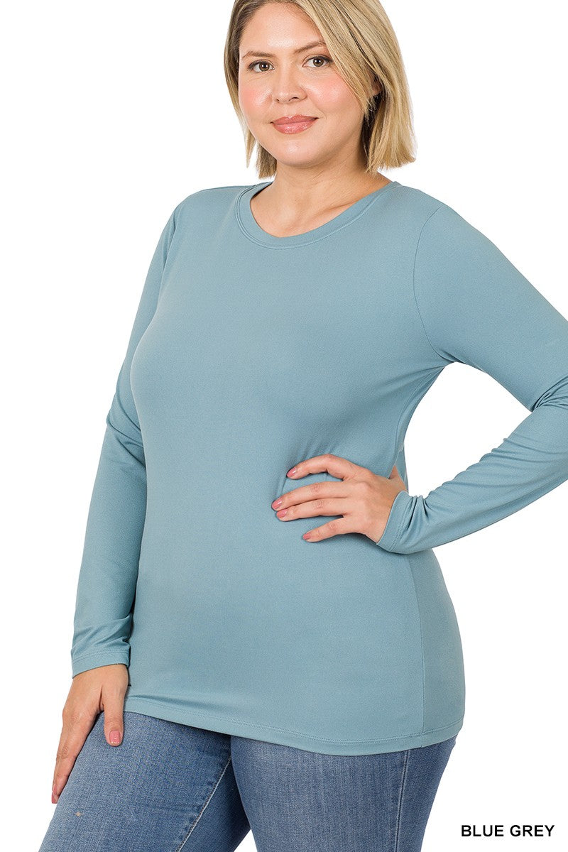 Brushed Microfiber Long Sleeve V-Neck Tee