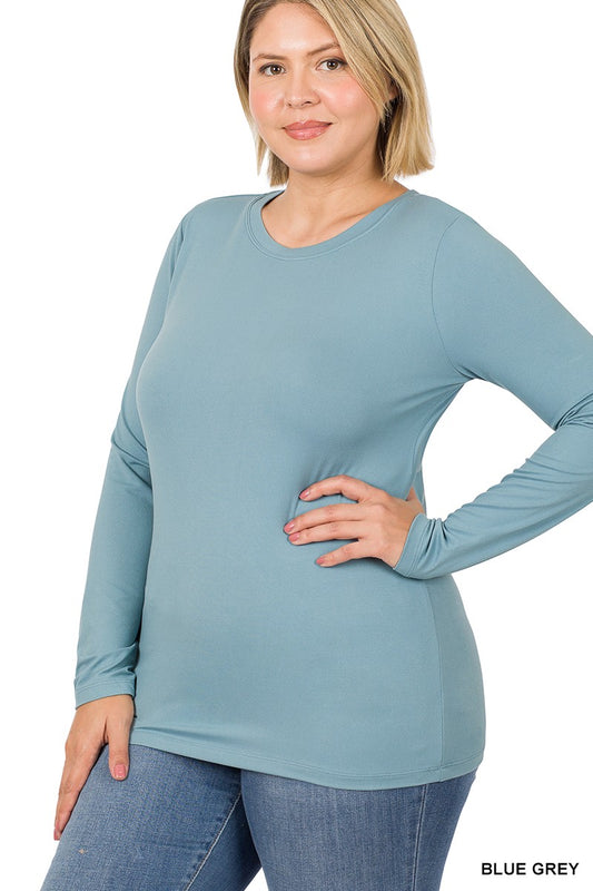 Brushed Microfiber Long Sleeve V-Neck Tee