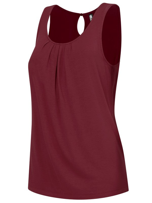 Sleeveless Pleated Back Closure Tank Top