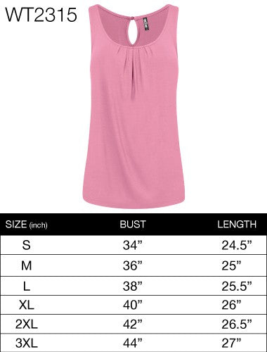 Sleeveless Pleated Back Closure Tank Top