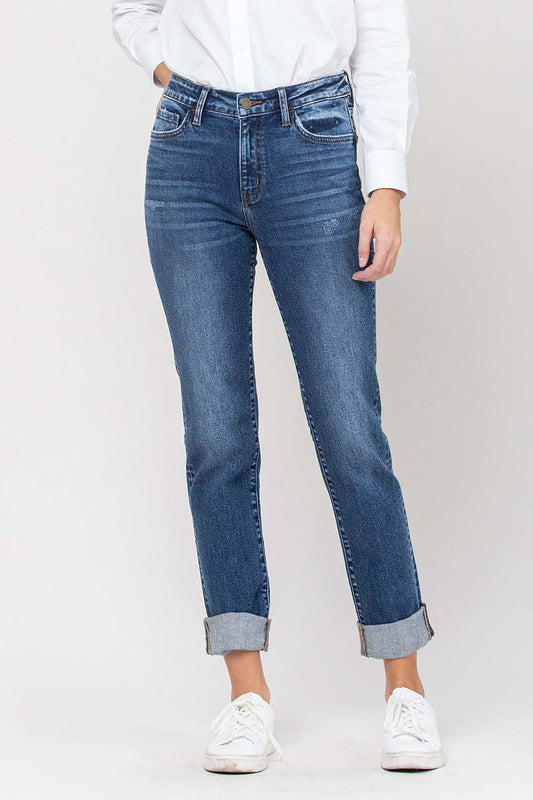 Flying Monkey High Rise Double Cuffed Boyfriend Jeans