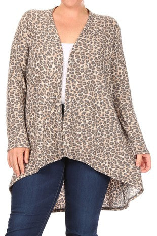 Animal print, long body cardigan