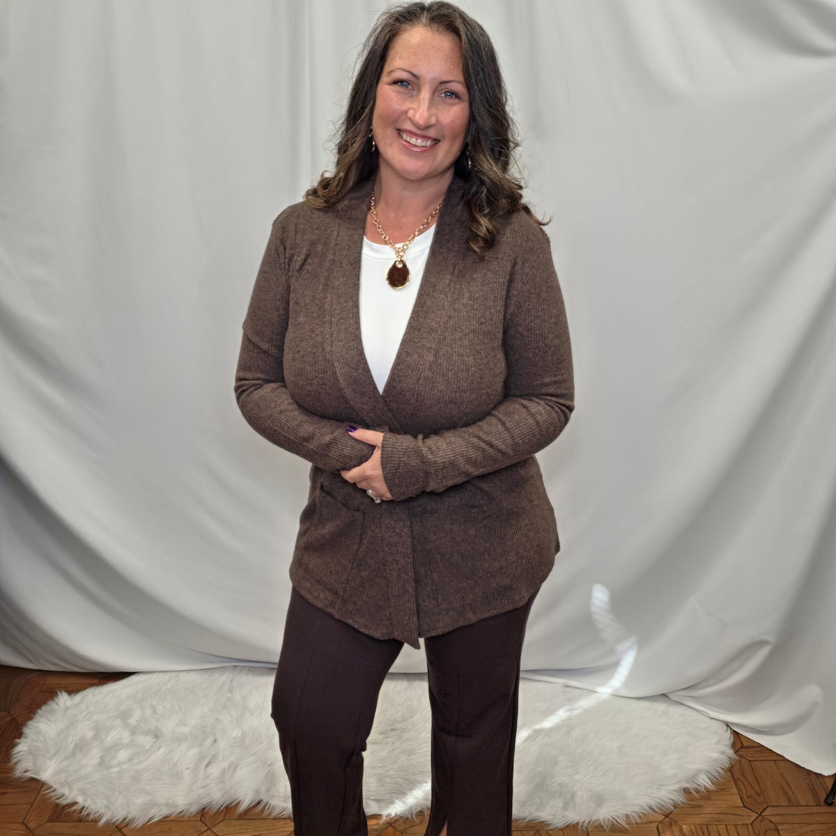 Heather Ribbed Cardigan