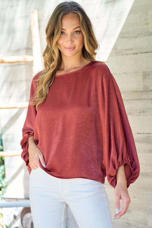 Comfy Flowy Bubble Sleeve Blouse