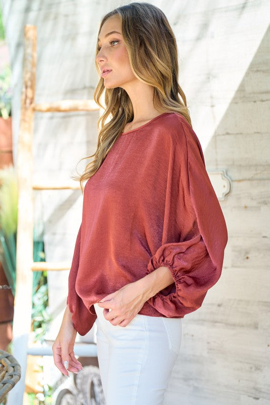 Comfy Flowy Bubble Sleeve Blouse