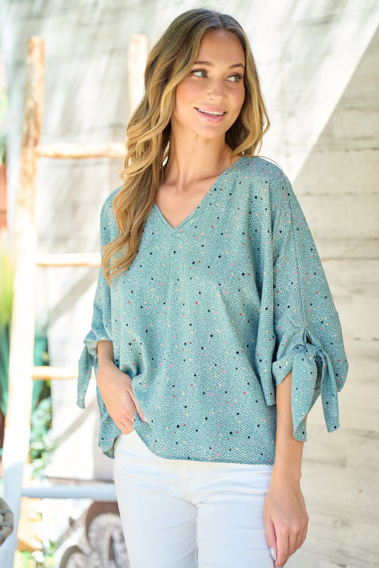 Blouse with Tie Sleeve