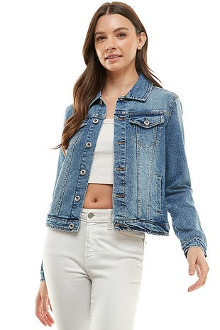 Stretched Ladies Casual Denim Jacket