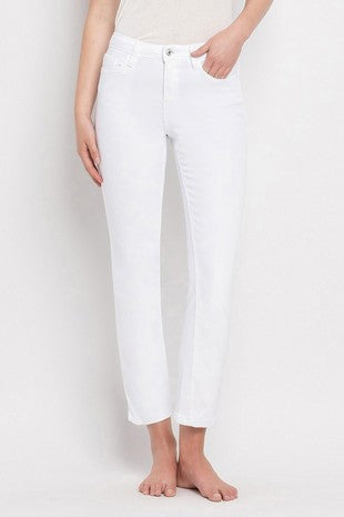 Vervet High Rise Crop Straight Jeans - Optic White