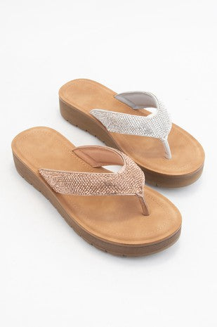 Bedazzled Strap Comfy Sole Thong Slide