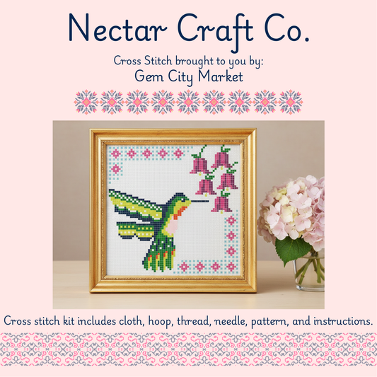 Cross Stitch - Green Hummingbird