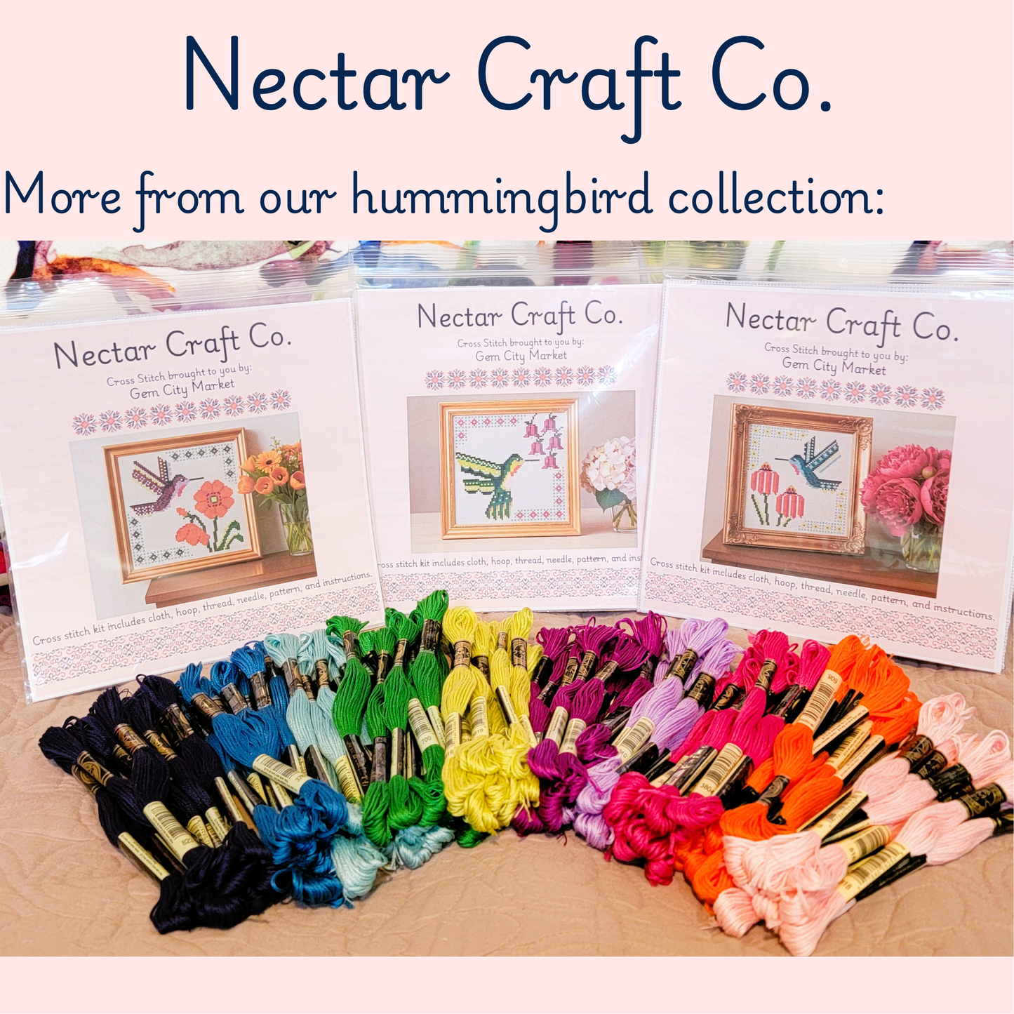 Cross Stitch - Blue Hummingbird