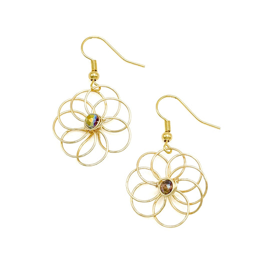 Alegria Marigold Gold and Crystal Earrings