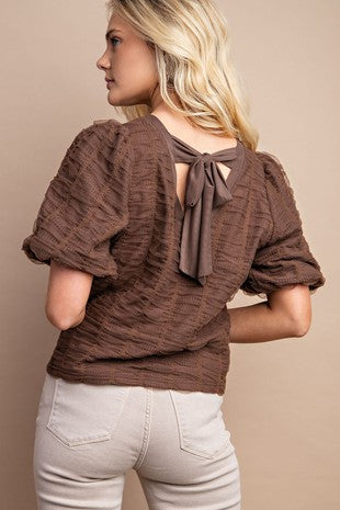 Tie Back Balloon Sleeve Blouse