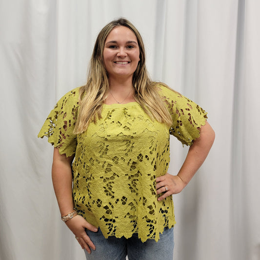 Floral Lace Short Sleeve Top