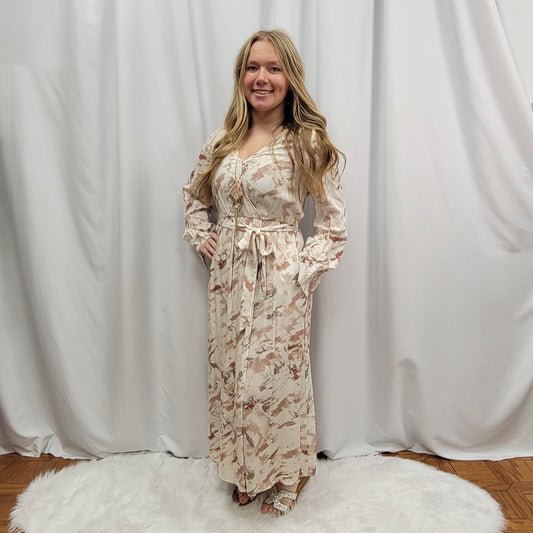 Printed Wrap Dress with Tie