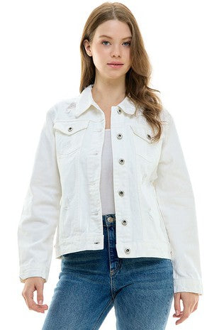 Women Snow White Denim Jean Jacket