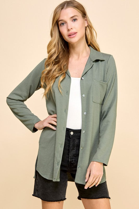 Urban Rib Shirt with front pocket and buttons