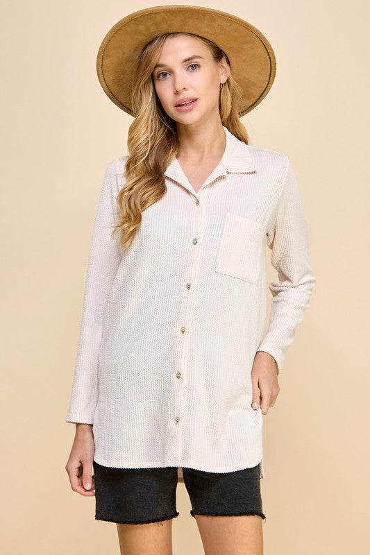 Urban Rib Shirt with front pocket and buttons