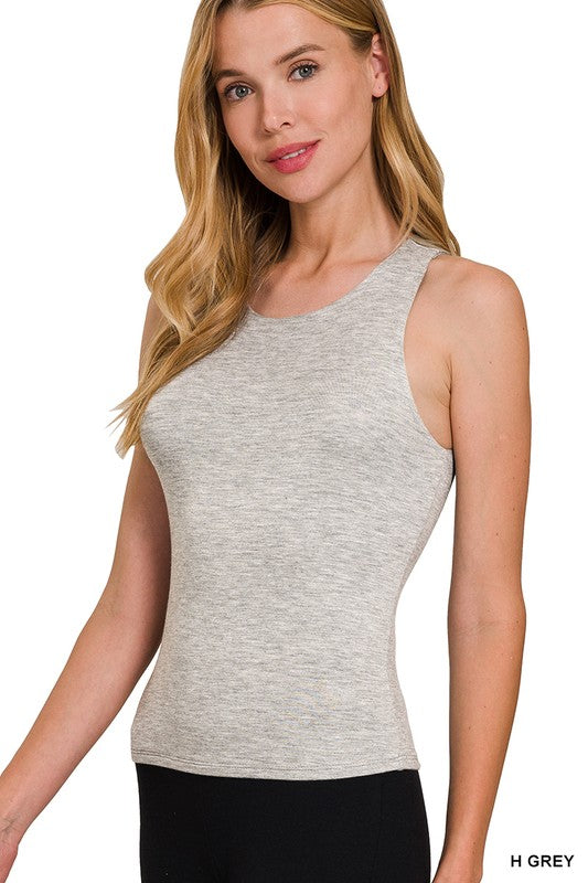 Premium Rayon Double Layered High Round Neck Tank Top