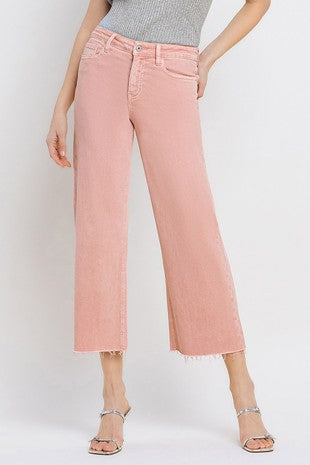 Vervet High Rise Crop Wide Leg Jeans - Silver Pink