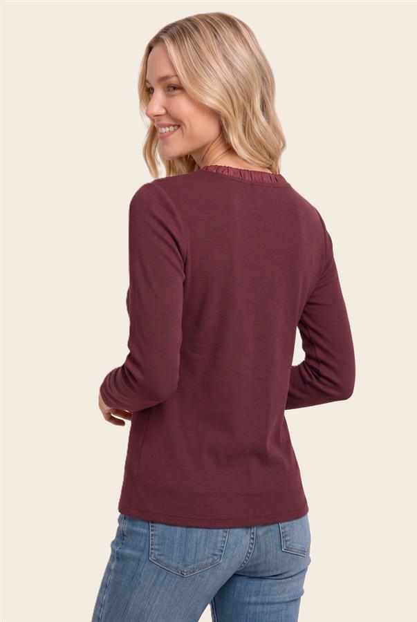 Satin Ruched Trim Top