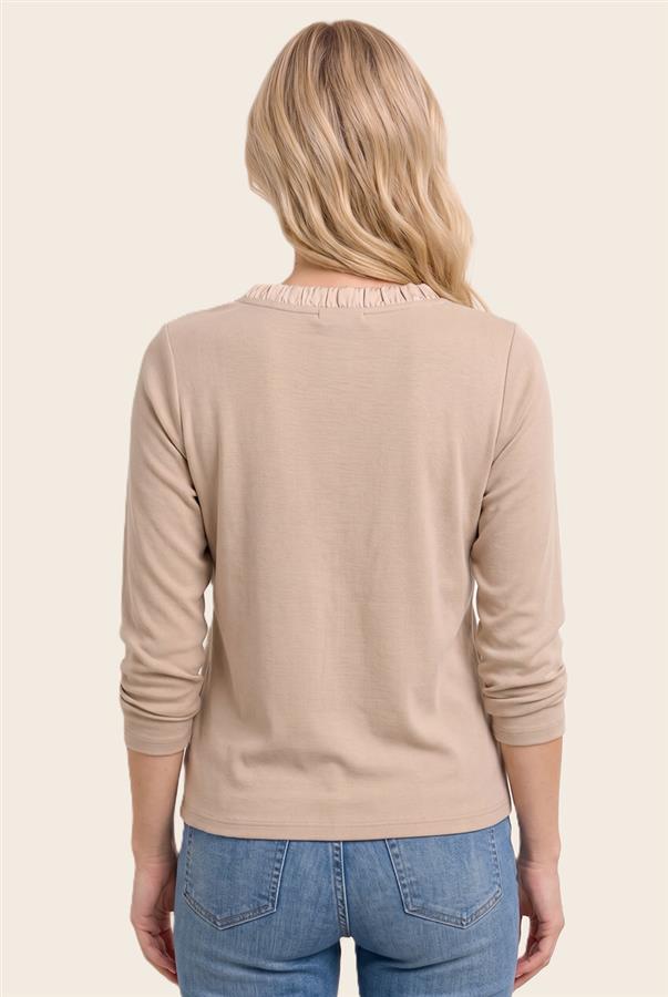 Satin Ruched Trim Top