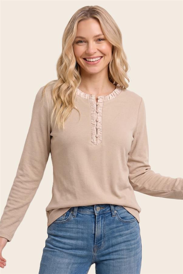Satin Ruched Trim Top
