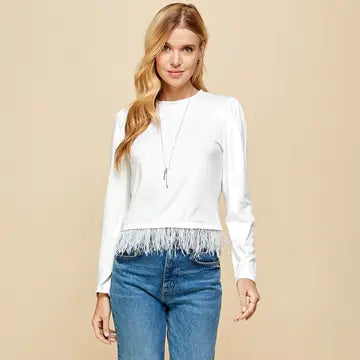 Solid Top with Feather Detailed Waste