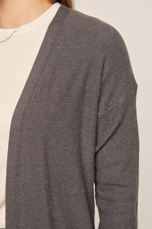 Waffle Textured Soft Touch Sweater Cardigan